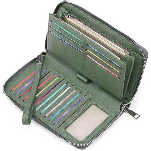 RFID Leather Wallet for Women Zip Around Clutch Wristlet Long Purse Card Holder - Picture 7 of 7